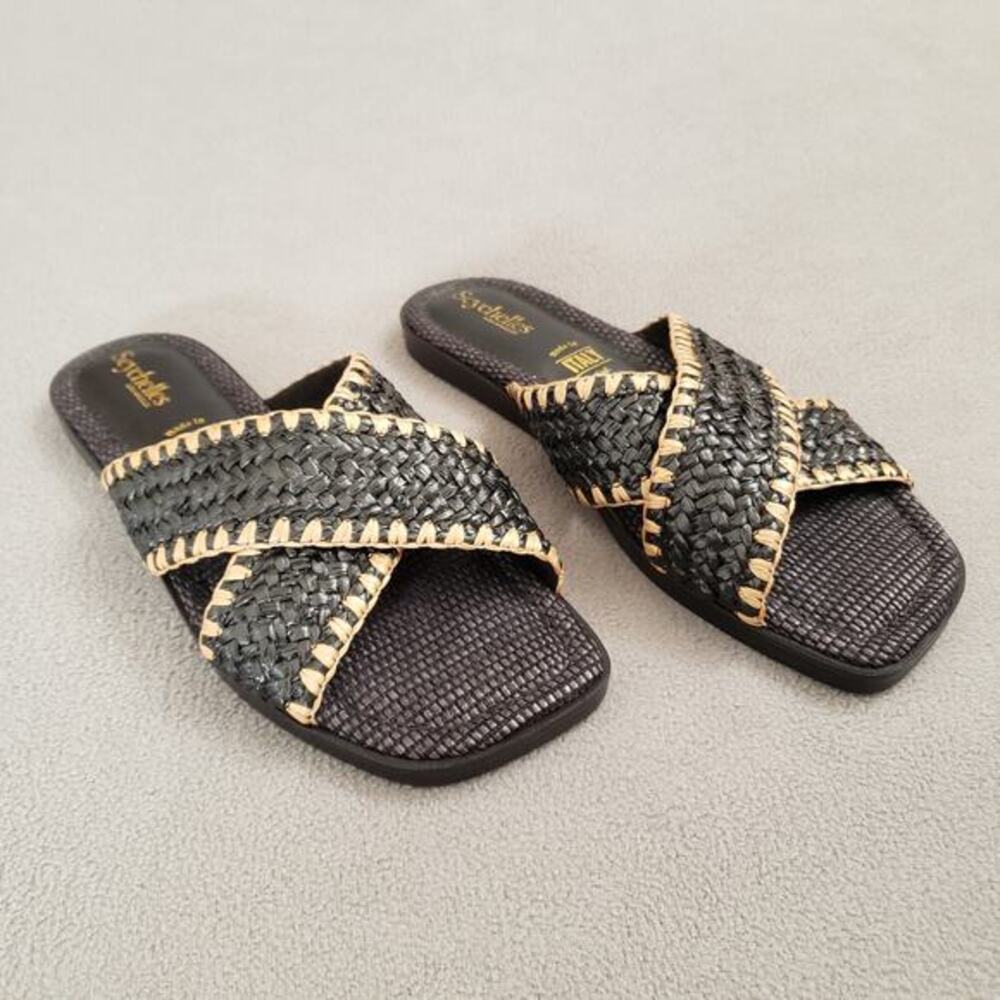 Seychelles‎ Pomelo Sandals in Black Raffia Size 8.5 SEYC-WZ635 Criss-cross